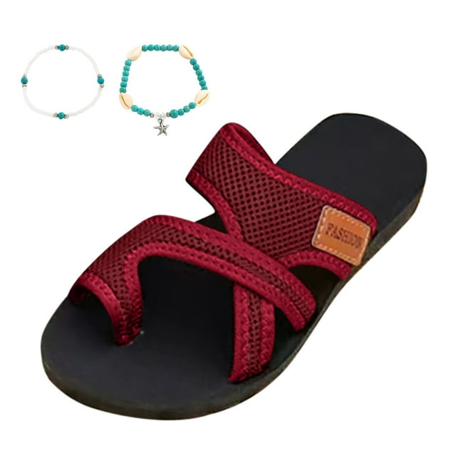 MIASHUI Womens Flip Flop Slippers Lightweight and Soft Walking Beach Sandals,Wine,7