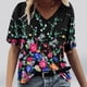 thumbnail image 1 of Fiudx Ofertas Flash Artículos En Oferta Camisetas Holgadas de Manga Corta con Cuello En V Informales con Estampado de Moda para Mujer, 1 of 4