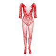 thumbnail image 3 of FRSASU Nightwear Set for Women ,Women'S Solid Color Mesh Cloth Transparent Hollow Socks and Nightwear Set Red Free Size, 3 of 4