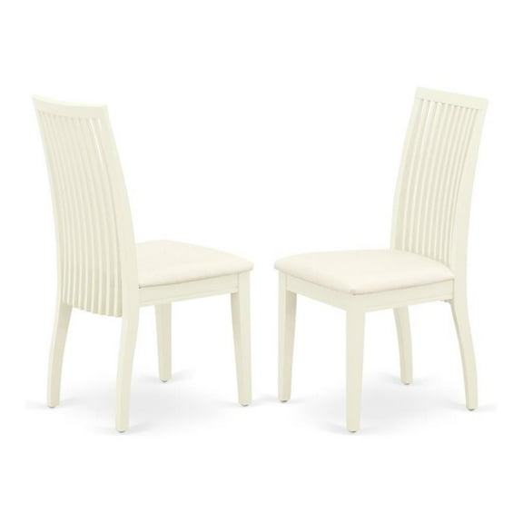 Pemberly Row 39" Fabric Dining Chairs in Linen White (Set of 2)