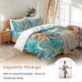 thumbnail image 7 of Ocean Octopus Bedding Duvet Cover Set Queen Size 4 Pieces Marine Life Coral Starfish Retro Bedding Set with Zipper Closure, 1 Comforter Cover 90x92 Inches 1 Flat Sheet & 2 Pillow Cases, 7 of 7