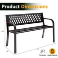 thumbnail image 5 of WASUHE 50" Outdoor Patio Bench for 2 Person - Heavy Duty Metal Frame, Weatherproof Garden Park Bench with Armrests, Easy 10-Min Assembly, Perfect for Front Porch Yard Deck (Black), 5 of 9