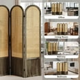 thumbnail image 6 of 4 Panel Rattan Room Divier, Room Divider Panel and Folding Privacy Screens, Room Divider Wall, Solid Wood Frame, Partition Room Dividers, Bedroom, Dining Room, Lounge, Dark Brown, 6 of 18