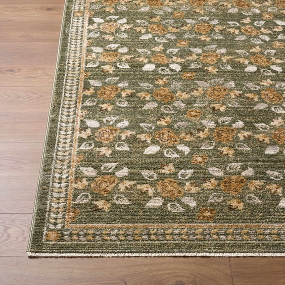 Hauteloom Fladxi Hallway, Kitchen Runner Rug - Traditional - Olive, Taupe, Tan - 2'6" x 7'3"
