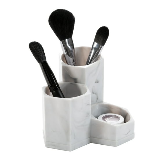 Simplify 3 Compartment Pencil Brush Holder Makeup Organizer in Marble