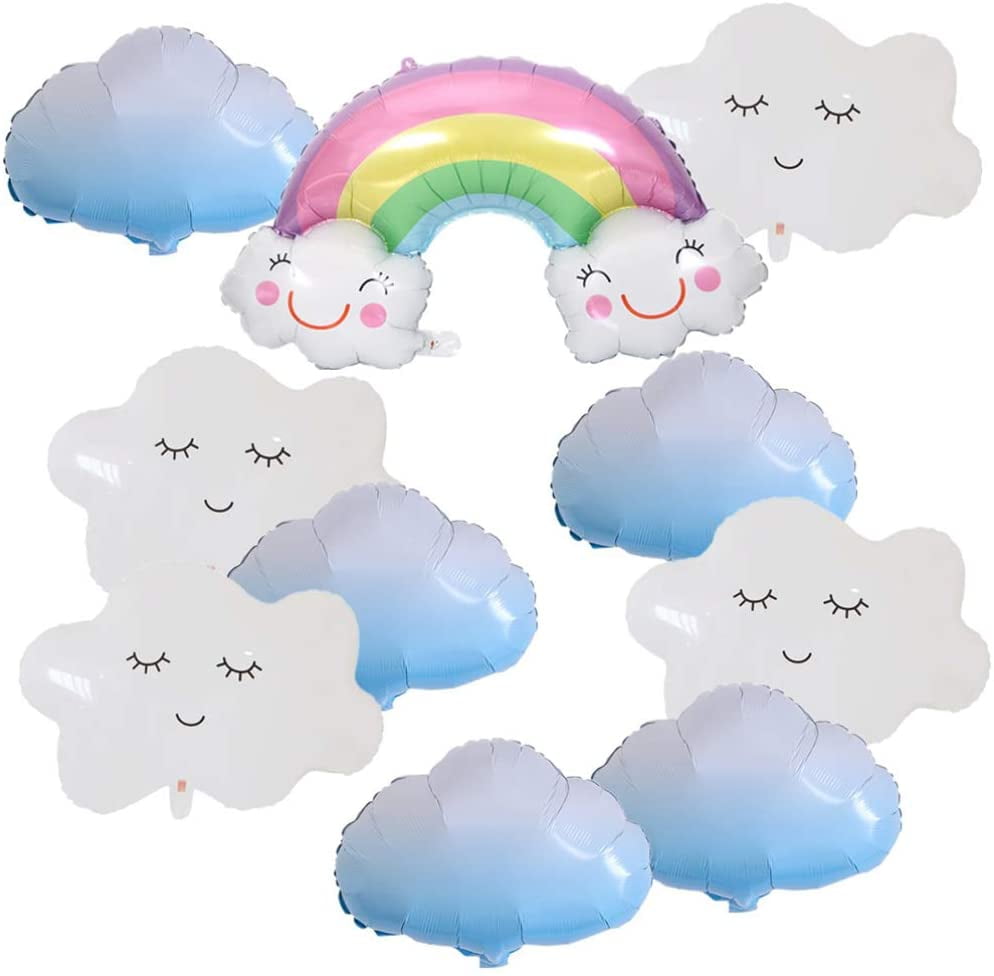 15PCS Birthday Foil Balloon Rainbow Cloud Balloons Mylar Balloon Decorations Photo Prop for Birthday Baby Shower