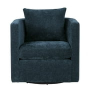 Comfort Pointe Sheldon Navy Blue Fabric Swivel Barrel Accent Chair