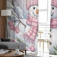 thumbnail image 6 of Pink Snowman Christmas Sheer Curtains 63 Inches Long, Xmas Floral Tree Snowflake Light Filtering Window Curtains for Living Room/Bedroom, Rod Pocket Voile Sheer Curtain Drapes, 52"W x 63"L, 2 Panels, 6 of 9