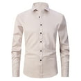 thumbnail image 2 of Blusa y camisa de manga larga con cuello vuelto para hombre, informal, con botones, lisa, de manga larga, transpirable, de poliéster, 2 of 6