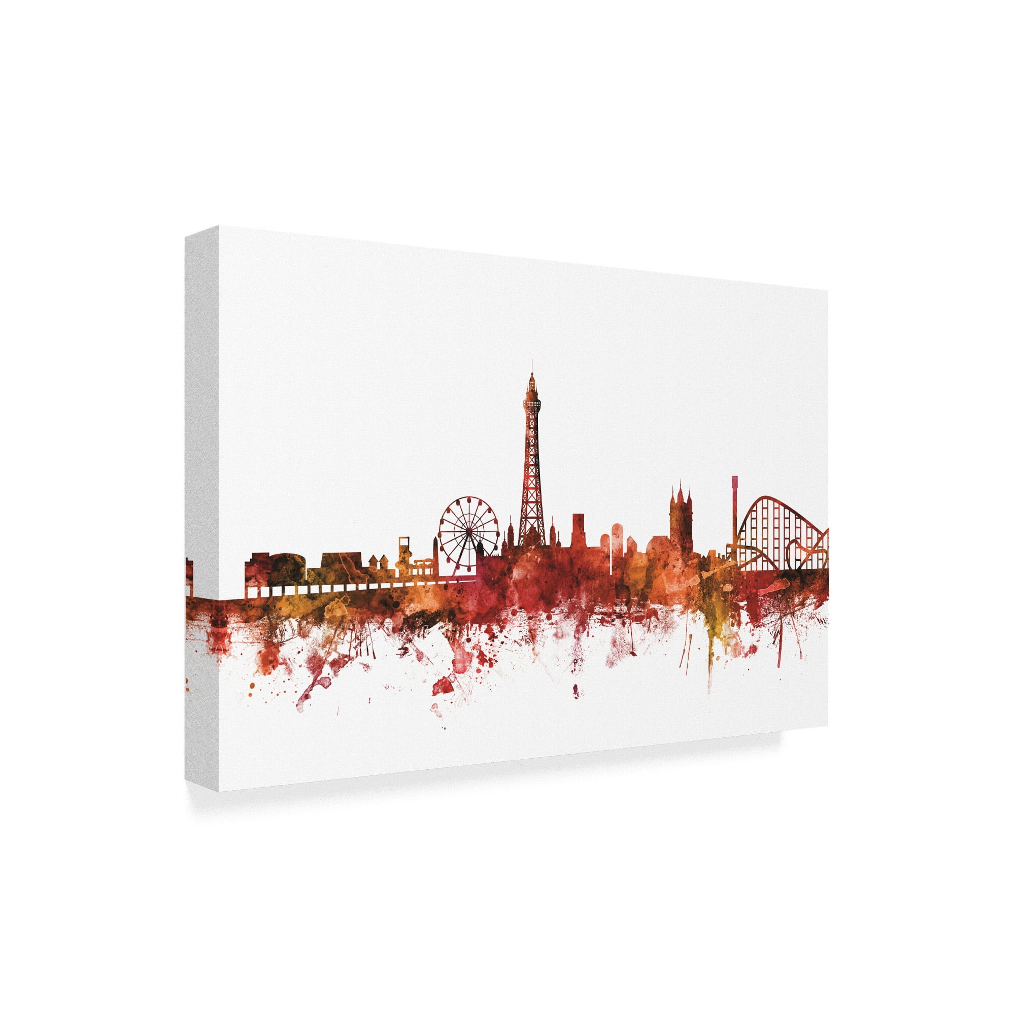 Trademark Fine Art 'Blackpool England Skyline Red' Canvas Art by Michael Tompsett