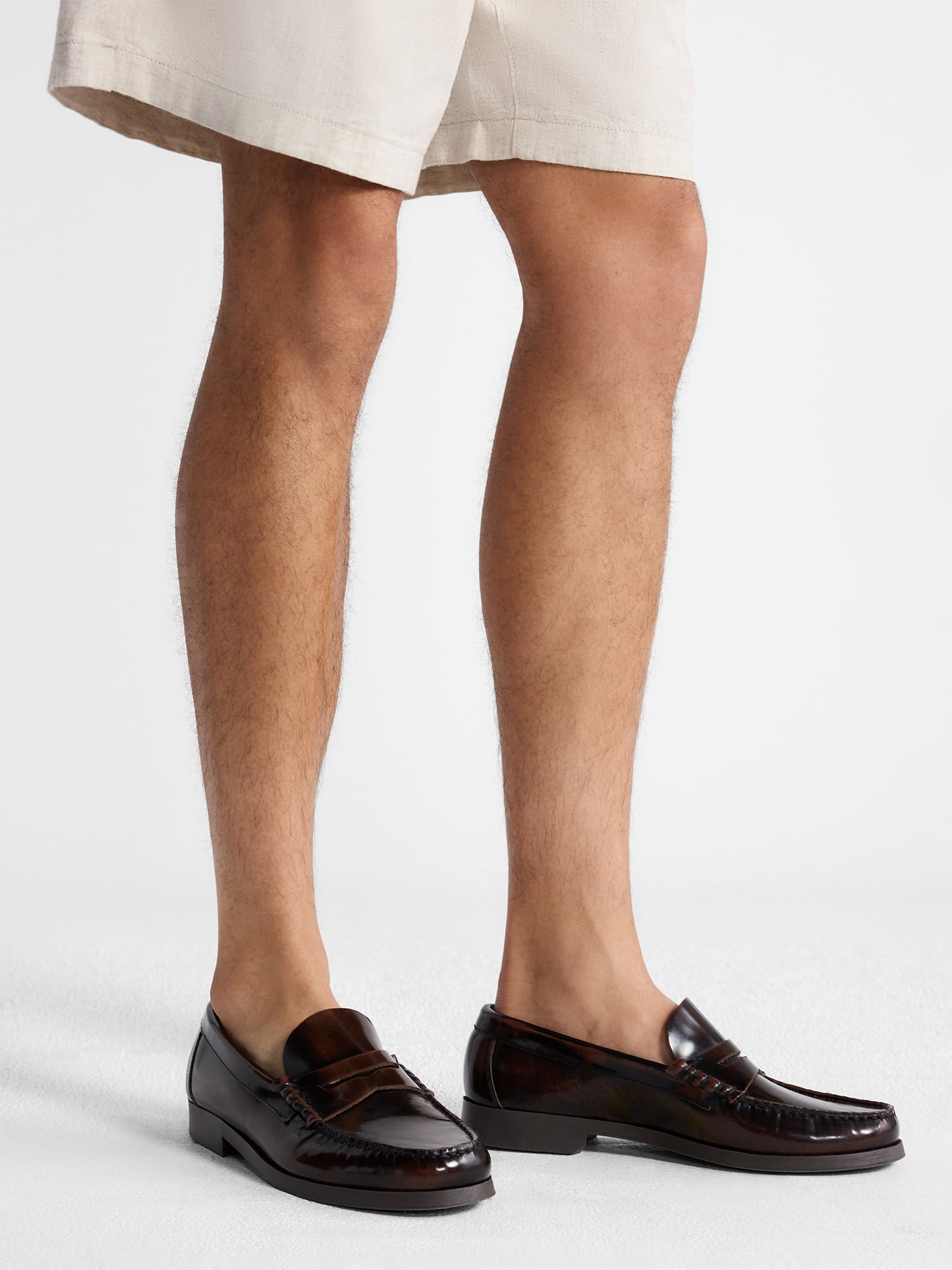 Free Assembly Men's Leather Moc Toe Penny Loafers