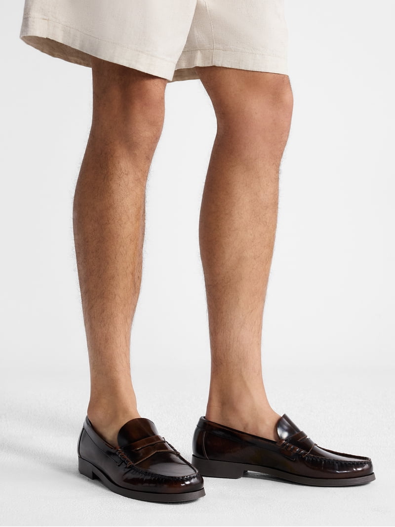 Free Assembly Men's Leather Moc Toe Penny Loafers - Walmart.com