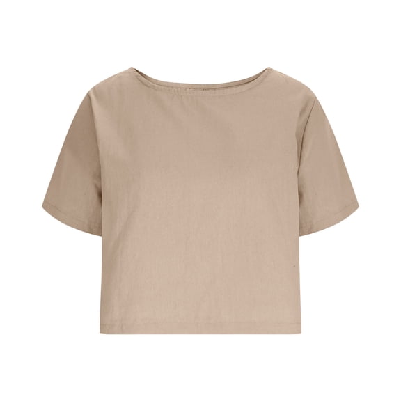 Ruimatai Women's Crew Neck Short Sleeve Cropped Top Casual Loose Fit Crop Tee for Daily Wear & Summer Outings