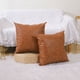 thumbnail image 5 of 1 pieza de almohada de cuero sintético, funda de cojín para sofá, sala de estar, dormitorio, cuadrado, decorativo, sólido, moderno, marrón, 5 of 5