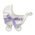 thumbnail image 2 of Imitation Rattan Wicker Baby Carriage Decor, Handwoven Mini Carriage Ornament, Rustic Boho Craft Style, Lightweight Woven Material, Baby Shower Party Tabletop Gift Display Decor, 2 of 6