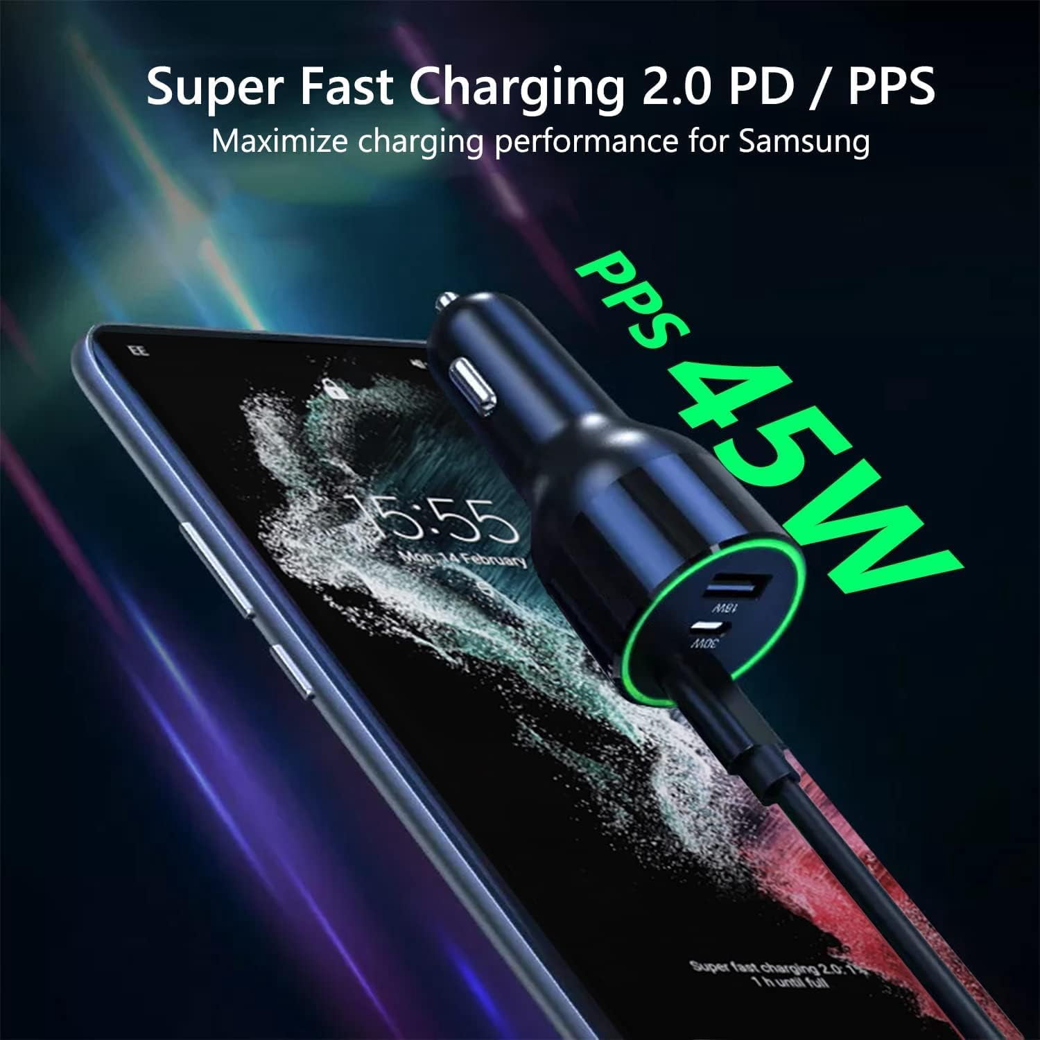 120W USB C MacBook Car Charger, 3-Port PD 100W PPS 45W QC5 Super Fast Charger Adapter for iPhone 15 15 Plus 15 Pro 15 Pro Max, iPad, MacBook,Samsung Galaxy S24 S23 Ultra