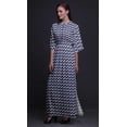 thumbnail image 2 of Bimba Rayon Ogee Ikat Smocked Waist Printed Gown Maxi Side Slit LadiesÂ&nbsp;Dress-XXX-Large, 2 of 6
