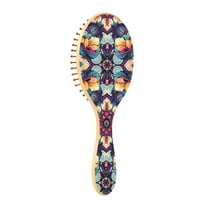 JSTEL Mandala Floral Hair Brush for Women Men Natural Wood Detangler Brushes for All Hair Types Hairbrush for Wet & Dry