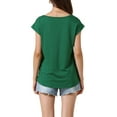 thumbnail image 3 of INSPIRE CHIC Tunic Tops for Women's Short Sleeve Pleated Front Dressy Round Neck Summer Casual Blouses XL Dark Green, 3 of 6