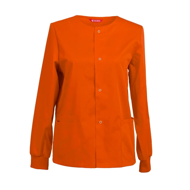 Womens Scrub Jacket Workwear Snap Front Warm-up Scrubs Jacket