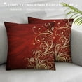 thumbnail image 3 of Chilfamy  Burgundy Throw Pillow Cushion Cover, Floral Swirls Ivy Image Ombre Details Grunge Backdrop Flower Art, Decorative Square Pillow Case, Cream Ruby, 3 of 5