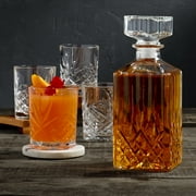 Mason Craft & More 5 Piece Classic Glass Drinkware Whiskey Set with Decanter and 4- 10 oz. Old-Fashioned Glasses