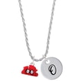 thumbnail image 1 of Delight Jewelry Resin Red Crab Silvertone Script Initial Disc - O - Charm Necklace, 20"+3", 1 of 4