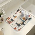 thumbnail image 4 of Yayeee Dish Drying Mat for Kitchen Counter 16" x 18" Microfiber Super Absorbent Coffee Decorative Pad, Cats Reading Pattern, 4 of 9