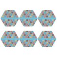 thumbnail image 2 of Pofeuu Cute Donut Print Leather Coasters Set of 6, Round Cups Mugs Mat Pad for Home Kitchen Heat Resistant Drink Coasters,Hexagon, 2 of 7