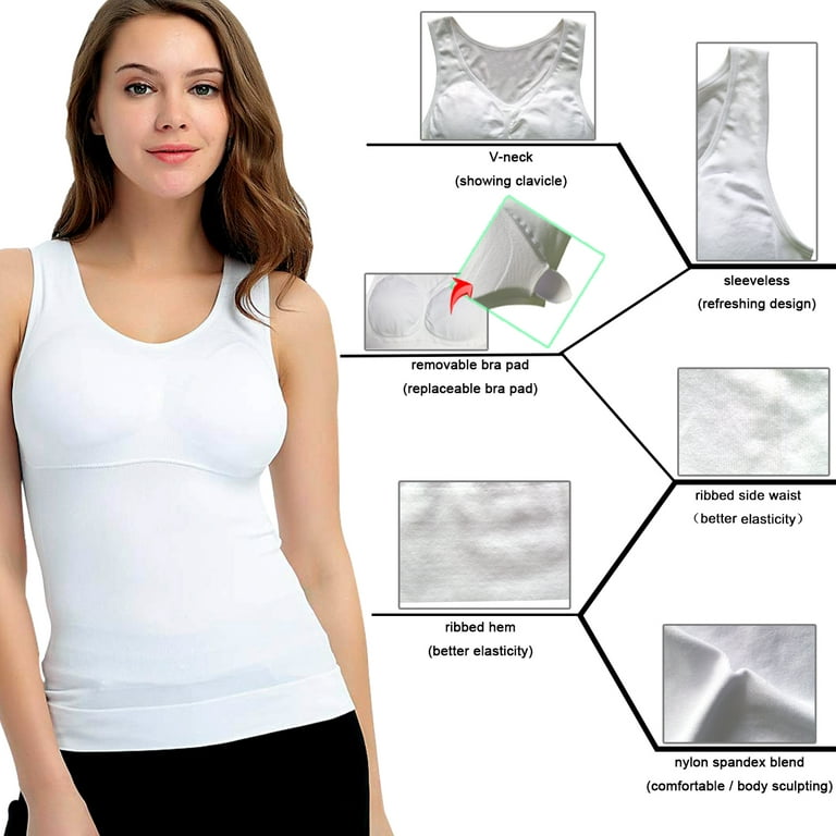 V-neck Compression Cami Tummy Waist Control Body Shapewear Camisole Tank  Tops US