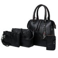 thumbnail image 2 of TISHITA Ladies Tote Shoulder Handbag PU Leather Work Bag Briefcase Streetwear Purses Set Black, 2 of 8