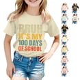 thumbnail image 1 of SUXIAN T-Shirts pour Enfants Mode Décontractée Imprimé Col Rond Ample Manches Courtes T-Shirt Haut Col Rond Hauts pour Filles Beige_002 8-9 Ans, 1 of 4