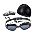thumbnail image 3 of Juego de 5 gafas y gorro de natación con pinza nasal y tapones para los oídos. Gafas de natación profesionales para piscina, buceo deportes acuáticos. Negro B, 3 of 8