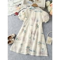 thumbnail image 3 of Toddler Girls Puff Sleeve Frill Trim Fan Embroidery Tassel Chinese Style Cheongsam Dress For Party Kids Summer Clothes, 3 of 5