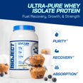 thumbnail image 2 of Muffin de arándanos Evogen Isoject aislado con proteína de suero de leche, 25 raciones, 2 of 7