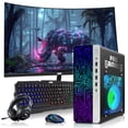 thumbnail image 1 of Restored HP G4 Gaming Desktop Computer PC Black Intel i5,16GB RAM,256GB SSD OS + 2x500GB HDD,32 Inch Curve Monitor,GT 730 Graphics,RGB KBM with AI Copilot,WiFi,RGB Headphone,Windows 11, 1 of 9
