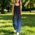 thumbnail image 4 of Hduncf Girls Sleeveless Jumpsuits Casual Spaghetti Strap Romper with Side Pockets Teen Girls Wide Leg Jumpsuit Summer Outfits Blue 11-12 Years, 4 of 9