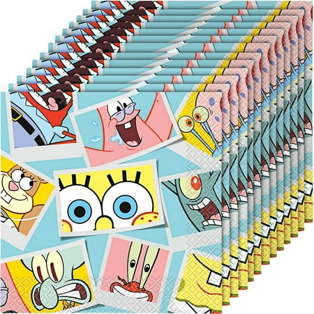 Unique SpongeBob SquarePants Paper Lunch Napkins - 16 Pcs, multicolor