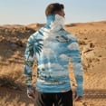 thumbnail image 4 of Men's UPF 50+ Sun Hoodie Long Sleeve Hooded Fishing Shirt Palm & Ocean Scenic Pullover Cooling Ice Silk Breathable Quick-Dry Moisture Wicking 4-Way Stretch for Commute Fishing Hiking Light Blue 2XL, 4 of 7
