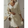 thumbnail image 4 of SOMER Womens Dress V-Neck Casual Dresses for Women Ripple Sweater Dress, Dresses for Women 2025 Elegant Classy Fall and Winter Long Sleeve Dress, 4 of 8