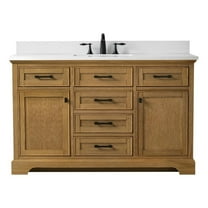 Design Element Milano 54" Single Sink Oak Bath Vanity with White Quartz Top