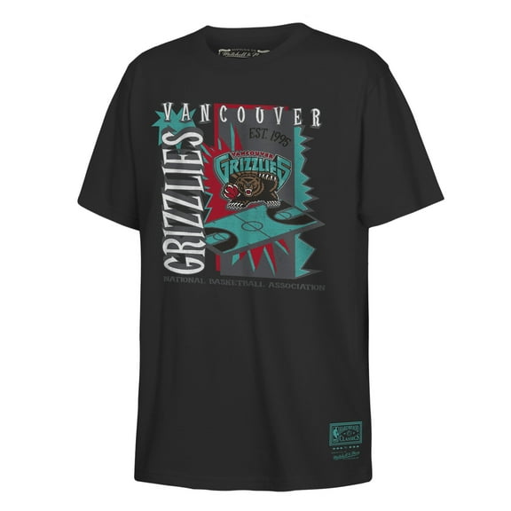 Youth Mitchell & Ness Black Vancouver Grizzlies Hardwood Classics Retro '90s Poster T-Shirt