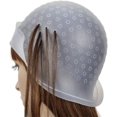 thumbnail image 3 of Gorro de silicona reutilizable para teñir el cabello, gorro para teñir el cabello con gancho de metal para herramientas de peluquería, kit de resaltado de peluquería (blanco), 3 of 5