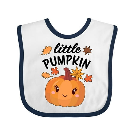 

Inktastic Cute Little Pumpkin with Fall Leaves Boys or Girls Baby Bib