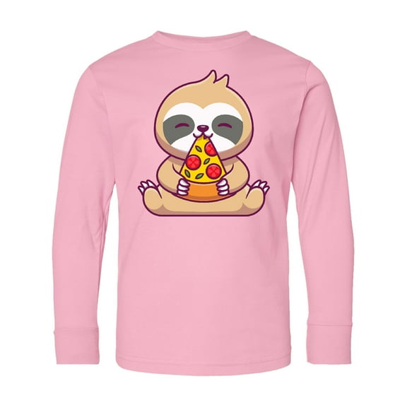 Inktastic Sloth Pizza Long Sleeve Youth T-Shirt