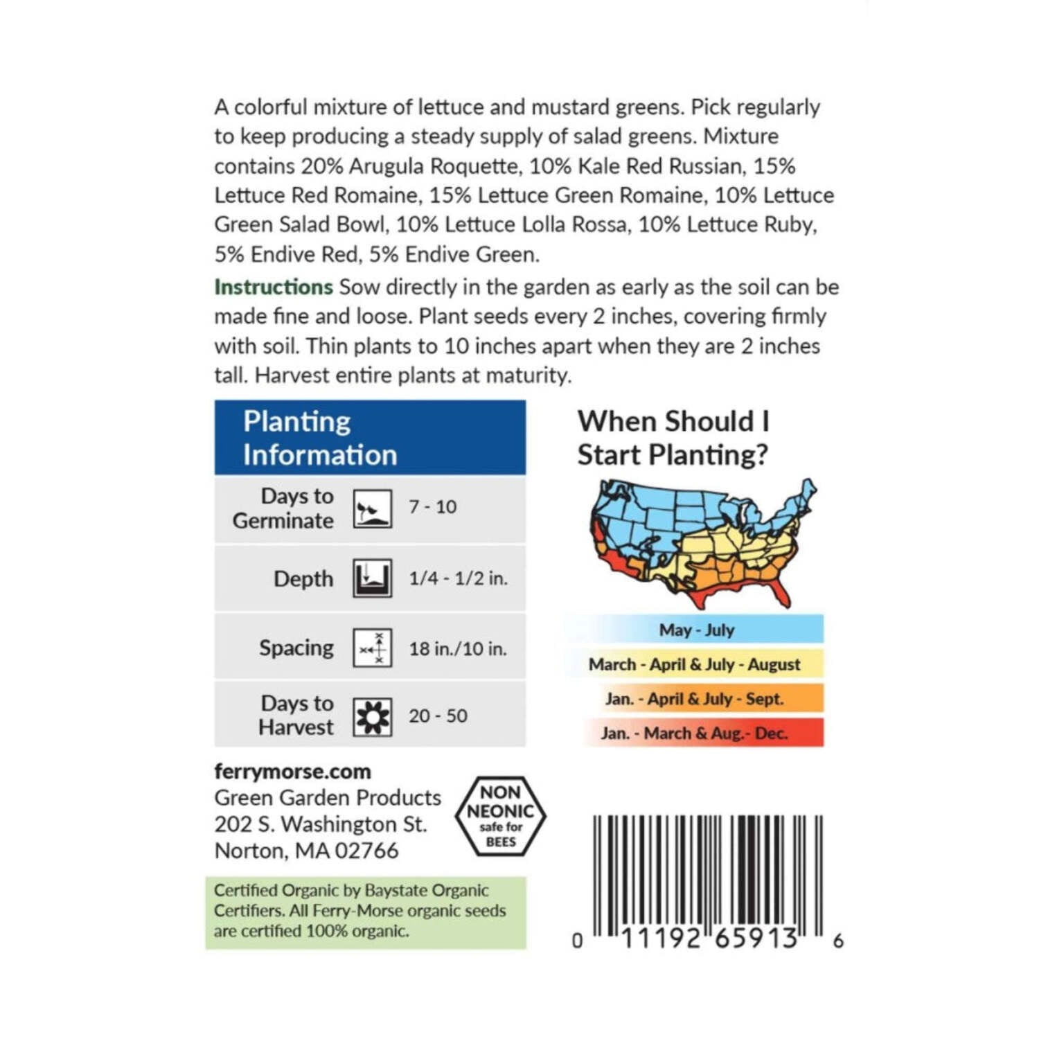 Ferry-Morse Online Edition Mesclun Gourmet Greens Mixture Organic Seed Multipack - 7 Pack