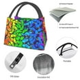 thumbnail image 6 of Lsque Multicolored Butterflies Pattern Portable Insulation Lunch Bag, Insulated Food Delivery Bag, Meal Grocery Tote Insulation Bag Large Capacity Reusable Warming Bag, 6 of 8