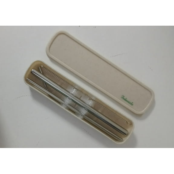 Stainless Steel Boba Straw Set 5 piece Reusable Straws with Case - Silver