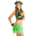 thumbnail image 3 of Ulthilift 4pcs in 1 Set Green Hawaiian Party Garland Artificial Leaves Headband Lifelike Leaves Neck Loop Bracelet Simulate Tropical Beach Luau Party, 3 of 6