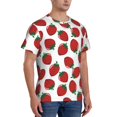 thumbnail image 2 of Bixox Men's Hand Drawn Strawberry Printed Short Sleeve Skinny Athletic T-Shirt, 2 of 6